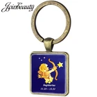 Брелок для ключей JOINBEAUTY ZX071 7, квадратный, со знаком зодиака, со скорпиолом, знаком Стрельца, подарок на день рождения