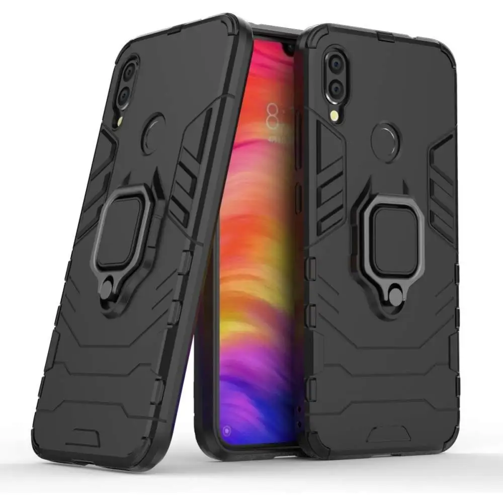 Black Чехол для Xiaomi Redmi Note 7 8 Pro 8 T, чехол с магнитным кольцом и подставкой, противоударный защитный чехол для Xiaomi Redmi 8 7 Pro 7A 8A - Цвет: Black