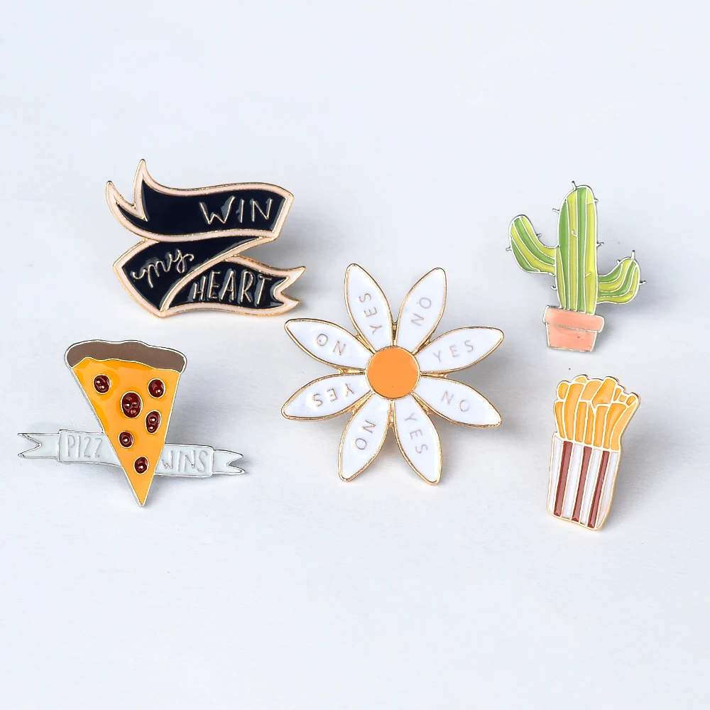 2017 металлический значок в виде кактуса с хризантемами значки на рюкзак