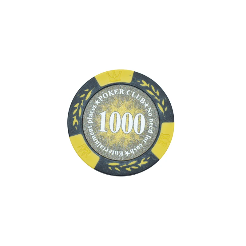 K8356 25 шт./лот 14 г Корона Пшеница PokerClub фильм фишки монеты Baccarat Texas Hold'em двойной цвет Корона глина покер игральные фишки - Цвет: 1000 yuan face value