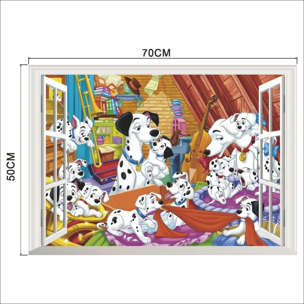 New style DIY 3D Cartoon Dalmatians room Wall Stickers tickers children's home decor Removable waterpro | Дом и сад