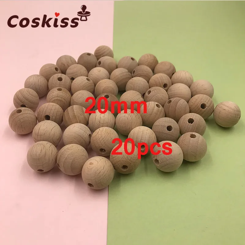 20mm Буковые деревянные жевательные 10-20 мм круглые бусины Экологичные Буковые бусины DIY ремесло ювелирные изделия Аксессуары Детские Прорезыватели - Цвет: 20mm