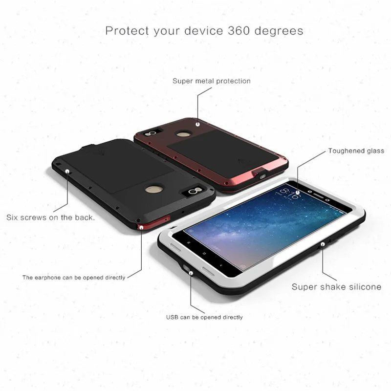 Metal Aluminum Case For Xiaomi Mi Max 2 Armor Full Body Protective Cover Shockproof Cases for Max2 Doom Coque Fundas | Мобильные