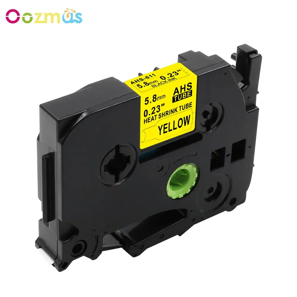 6mm Black on Yellow Совместимый с HSe-211 HSe221 HS-231 HS241 HS251 HS611 HS621 HS631 HS641 HS651 терм усадочная трубка для запечатанных лент - Цвет: 6mm Black on Yellow