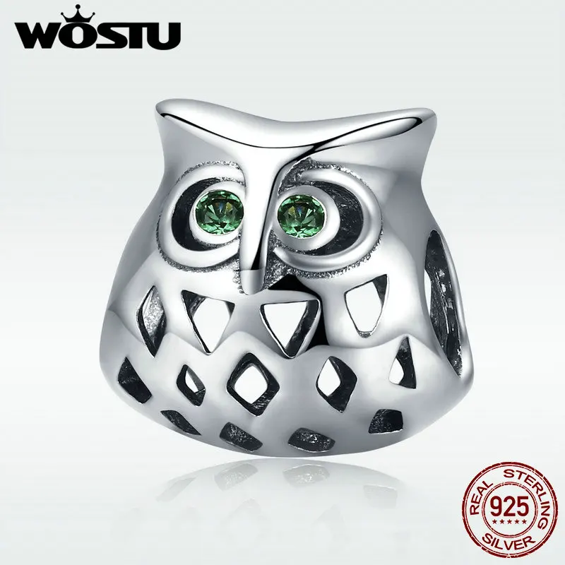 WOSTU/Новинка 925 пробы серебряный с милой совой ажурные бусины в виде животных