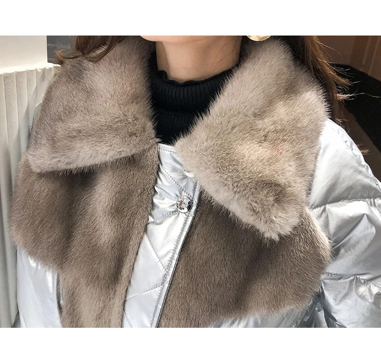 Женская парка с норковым мехом OFTBUY, серебристая зимняя куртка на утином пуху, плотная и теплая уличная одежда