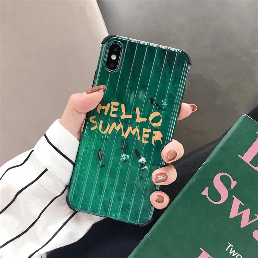 Оригинальный английский алфавит зеленый чемодан чехол для телефона iPhone 7 8 Plus XS