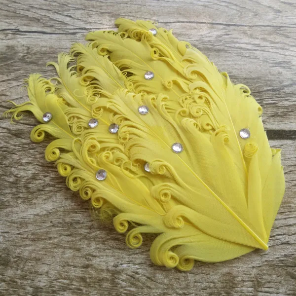 Yellow Новинка! 1 шт./партия, завитое гусиное перо, перьевые подушки гусиного цвета, повязка на голову для малышей, точечное сверло слоев - Цвет: Yellow
