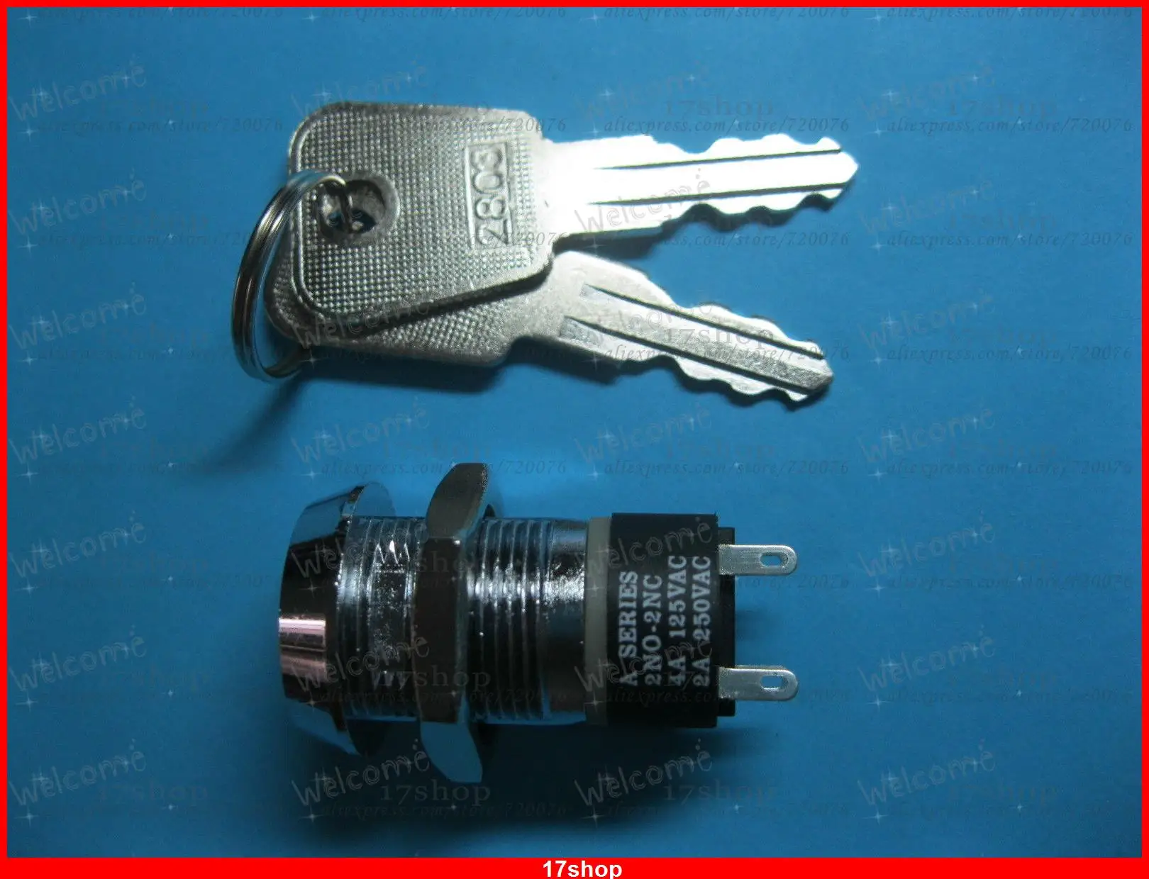 

3 pcs Key Ignition Switch 2NO-2NC ON/OFF Lock Switch 18.5x37mm S2803-2