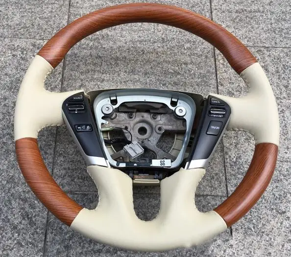 3D персиковый деревянный кожаный руль для Nissan Teana Maxima Cefiro Sentra Altima Quest - Цвет: with button 1