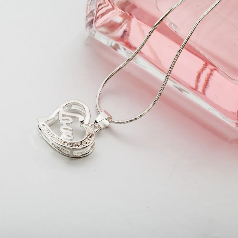 Посеребренная Подвеска с кристаллами в форме сердца ожерелье стразы любовь