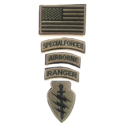 1 Sets SPECIAL FORCES RANGER AIRBORNE Military Tactical Embroidered American Flag Patch Cloth Badge Fabric Sticker For Clothes