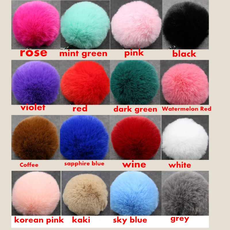 1 Piece!!! Top Quality Silver Metal Buckle Key Chain Faux Rabbit Fur Ball Pendant Bag Keychain Small Gift 17 Colors | Украшения и