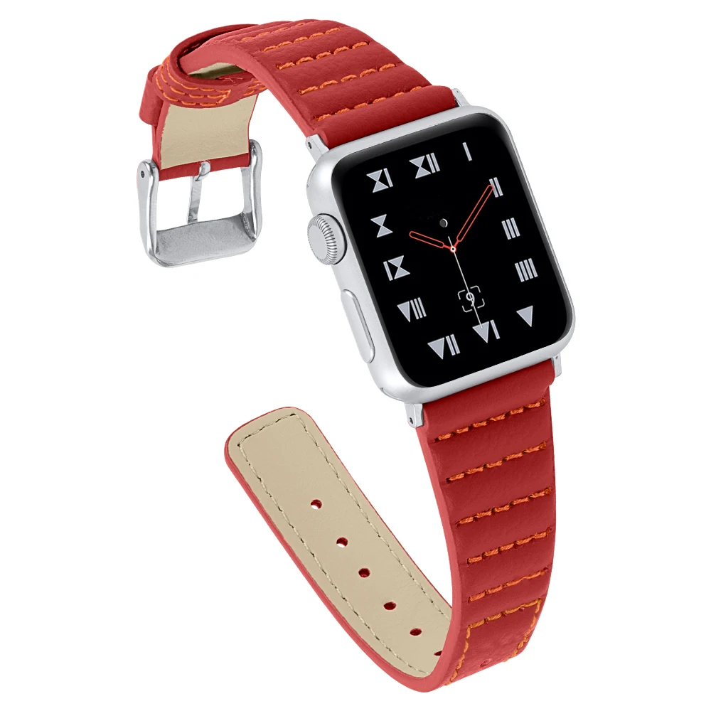 Ремешок из натуральной кожи с волнистой нитью для Apple Watch сменный ремешок iWatch 1 2 3 4
