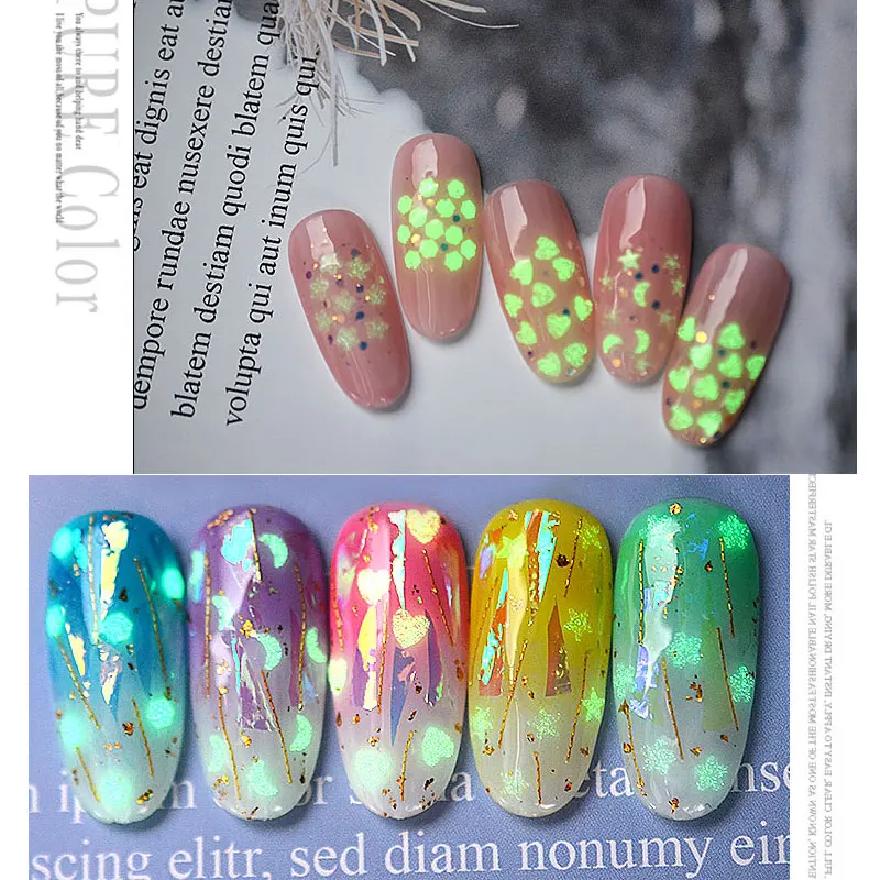 1 бутылка новый дизайн светящаяся Звезда Луна орнамент Блестки Дизайн ногтей