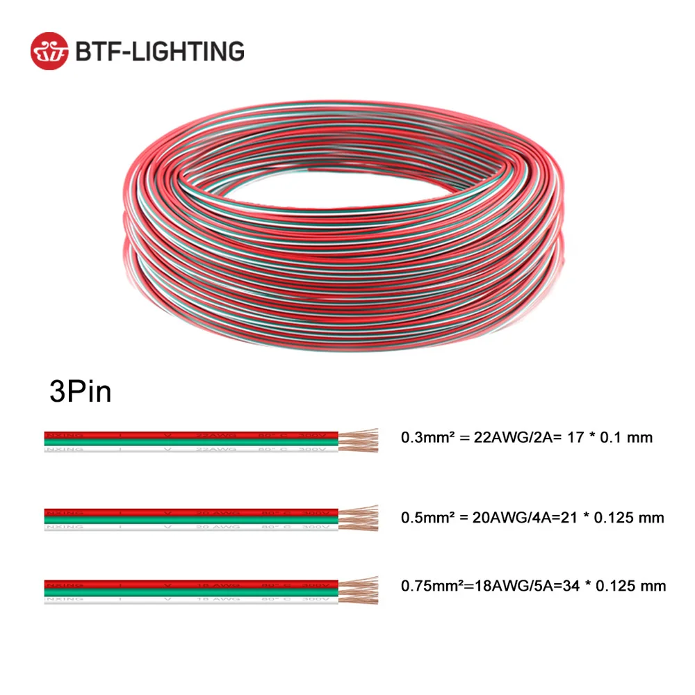Светодиодный Удлинительный кабель для WS2812 WS2811 10 м 2pin/3Pin/4pin/5Pin 22AWG/20AWG/18AWG |