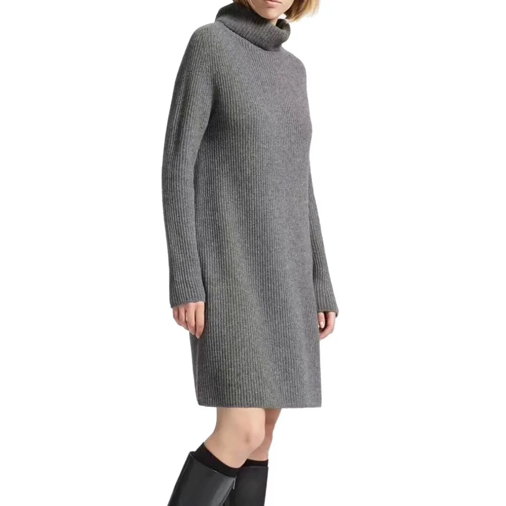 Winter Dresses Women 2018 Spring High-End Pure Cashmere Turtleneck 1X1 Cable Knited Soft Fluffy Casual Vestido de Festa | Женская одежда