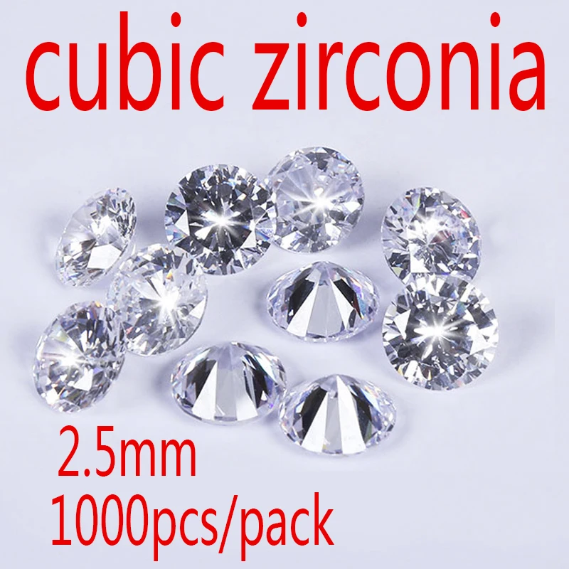 Оптовая продажа ювелирных изделий AAA класс CZ Белый фианит Круглый Циркон 2 5 мм