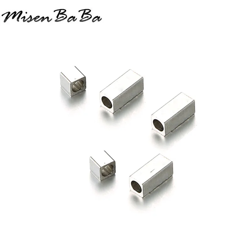 50PCS New Stainless Steel Tube Beads Big Hole Punch beads Metal Square rectangle Fit DIY Bracelets Jewelry Making | Украшения и