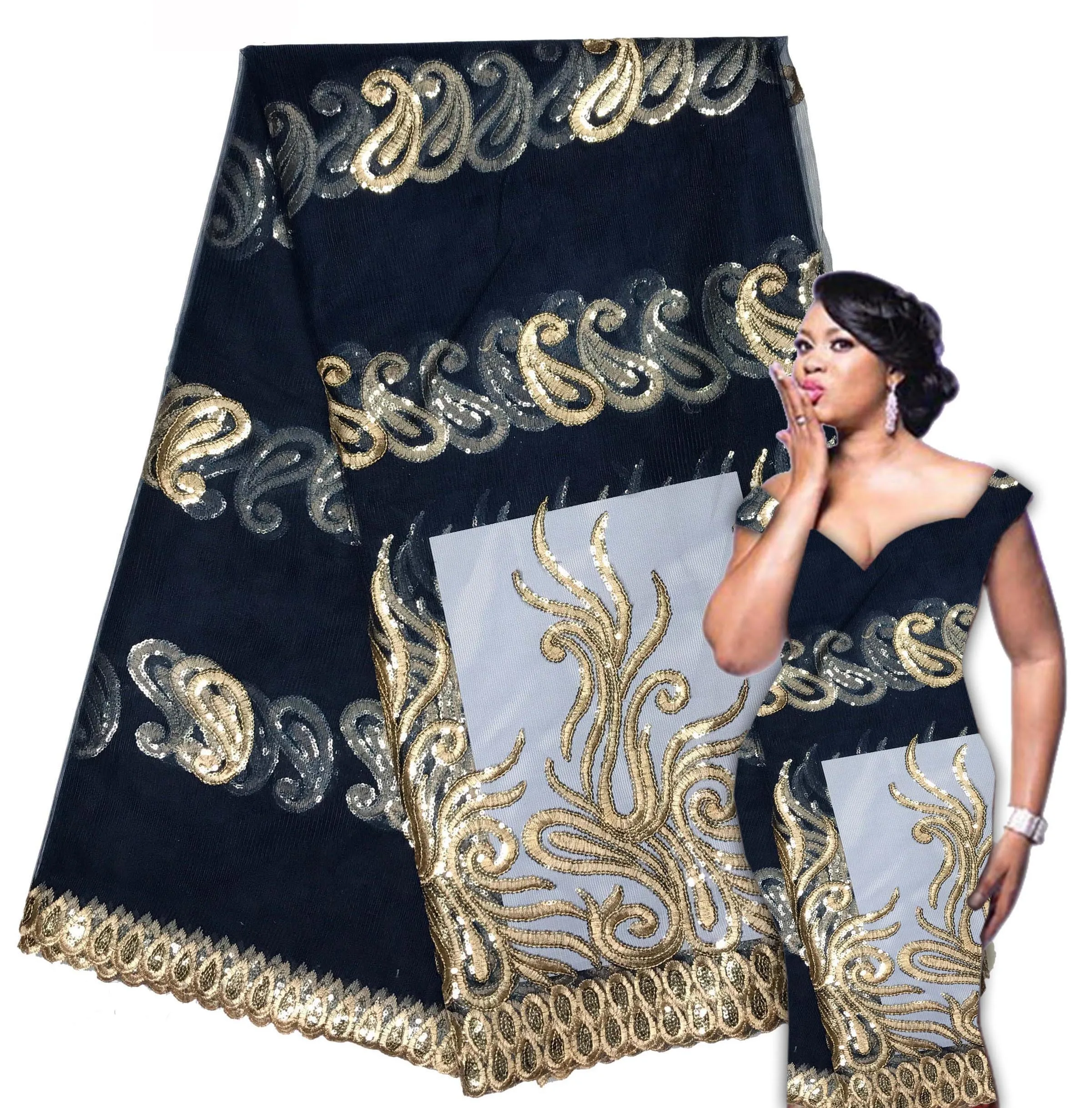 2018 Последние Французский в нигерийском стиле шнуровка Ткань Высокое качество