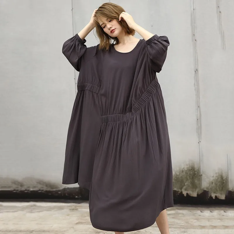 CHICEVER Лоскутные платья для Для женщин с длинными рукавами и круглым вырезом