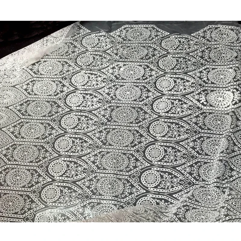 5 ярдов/партия Новый Белый Цвет африканская вышивка гипюр кружевная ткань 2015