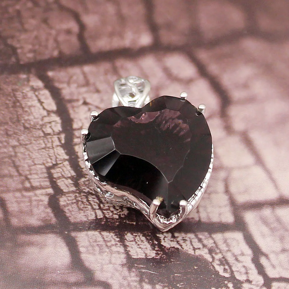 

Heart Shape Wedding Gifts Purple Amethystt 925 Sterling Silver Color Charms Necklaces Pendant 31mm H196