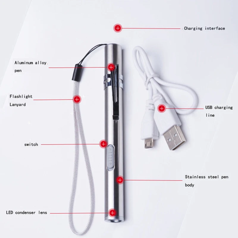 Четырехместный USB Перезаряжаемый светодиодный фонарик высокого качества Мощный