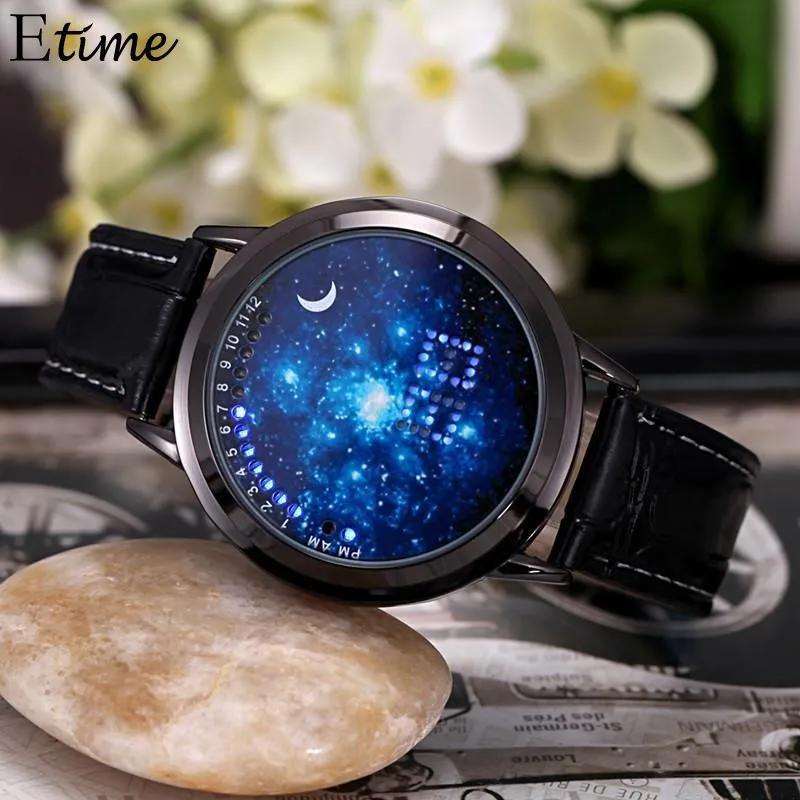 Часы Для мужчин модные Универсальные мужские Космос принт цифровые со