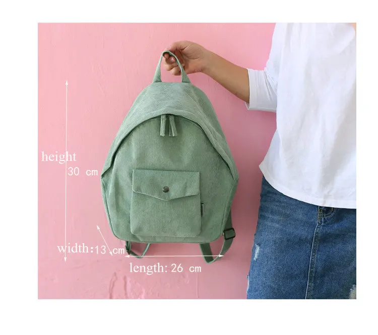 Ретро рюкзак для женщин и девочек, Корейский простой цветной Рюкзак Mochila Harajuku ulzzang, женский рюкзак, школьная сумка, Женский вельветовый рюкзак