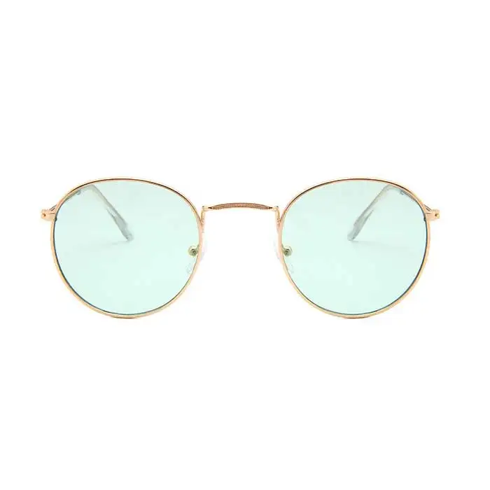Light Green Круглые Солнцезащитные очки женские брендовые дизайнерские винтажные металлические недорогие солнцезащитные очки для женщин высококачественные очки ретро маленькие круглые очки - Цвет линз: Light Green