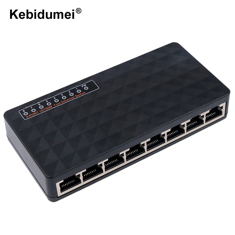 Сетевой коммутатор Nway 8 портов 10/100 Мбит/с быстрый Ethernet RJ45 Lan Hub MDI