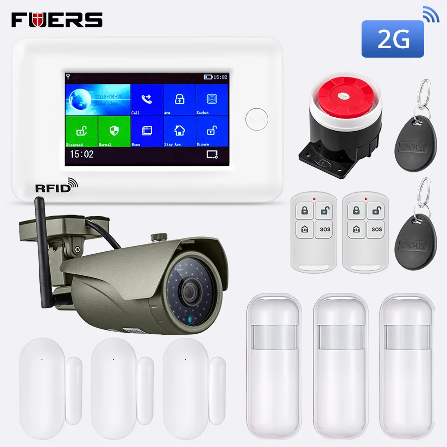 FUERS, новинка, PG106, 2G, 3g, GPRS, GSM, беспроводная, охранная, домашняя, охранная, противоугонная, Wi-Fi сигнализация, комплект, приложение, управление, с ip-камерой