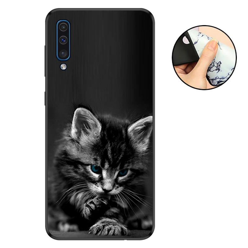Чехол для Samsung A50 черный чехол накладка Galaxy 2019 мягкий силиконовый A 50 A505 A505F защита под мрамор|Бамперы| |