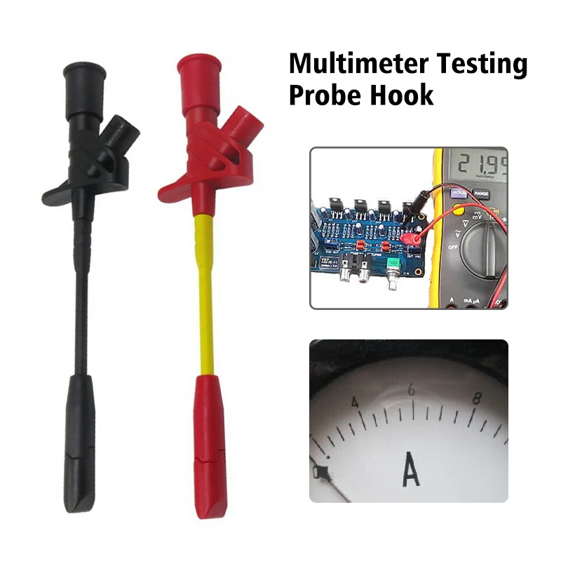 Зажим тестовый для мультиметра 4 мм черный и красный цвета 1 пара в упаковке