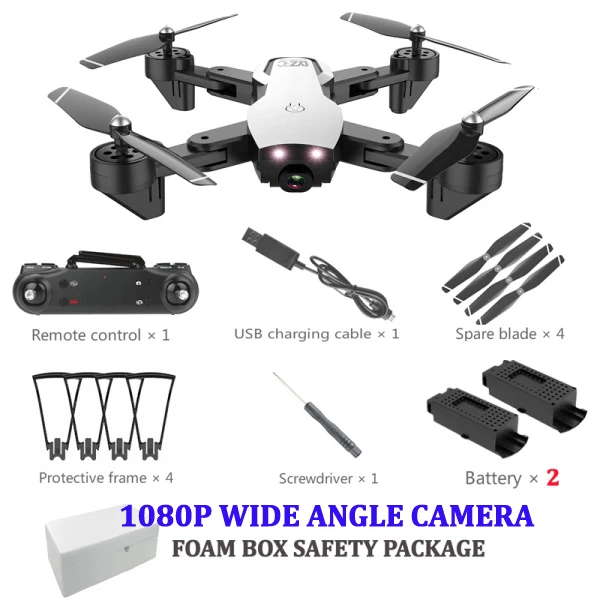 1080P WHITE 2 BATTER HY107 Дроны с камерой широкоугольный HD двойной камерой Дрон Wi-Fi FPV высота удерживайте за мной складной RC Квадрокоптер с камерой - Цвет: 1080P WHITE 2 BATTER
