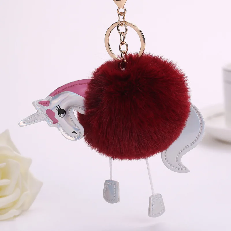 Брелок с помпоном в виде единорога искусственные помпоны помпон из кроличьего