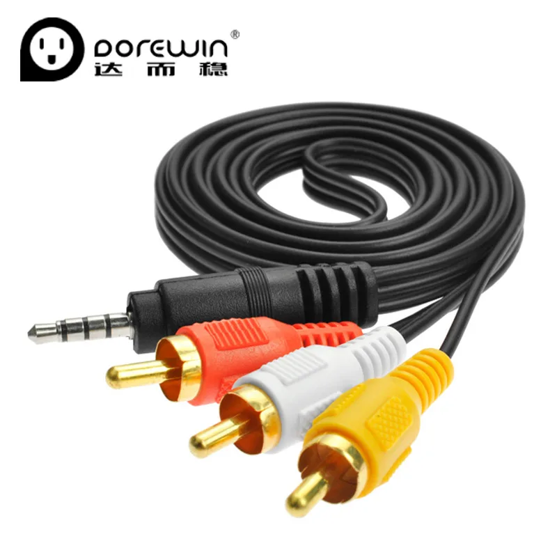 Dorewin аудио кабель RCA AV 3.5 мм Джек 3RCA Расширение провода композитный видео AUX для DVD