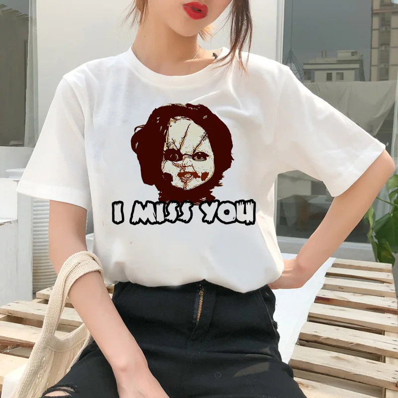 Chucky футболка ужас женский топ уличная футболка ulzzang Футболка Модные женские рубашки femme Футболка Одежда - Цвет: 2504