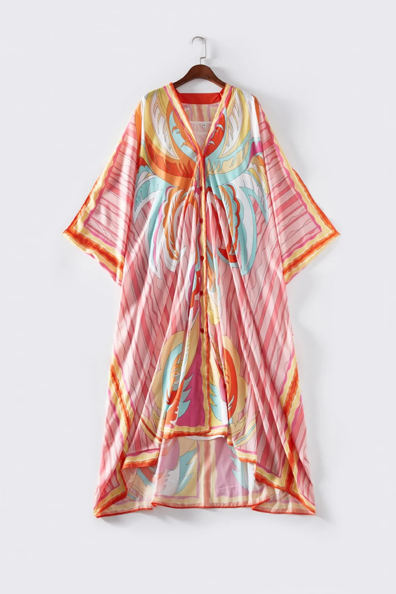 

Women's Designer Runway Dresses V Neck 3/4 Sleeves Printed Loose Design Elegant High Street Fashion Dresses