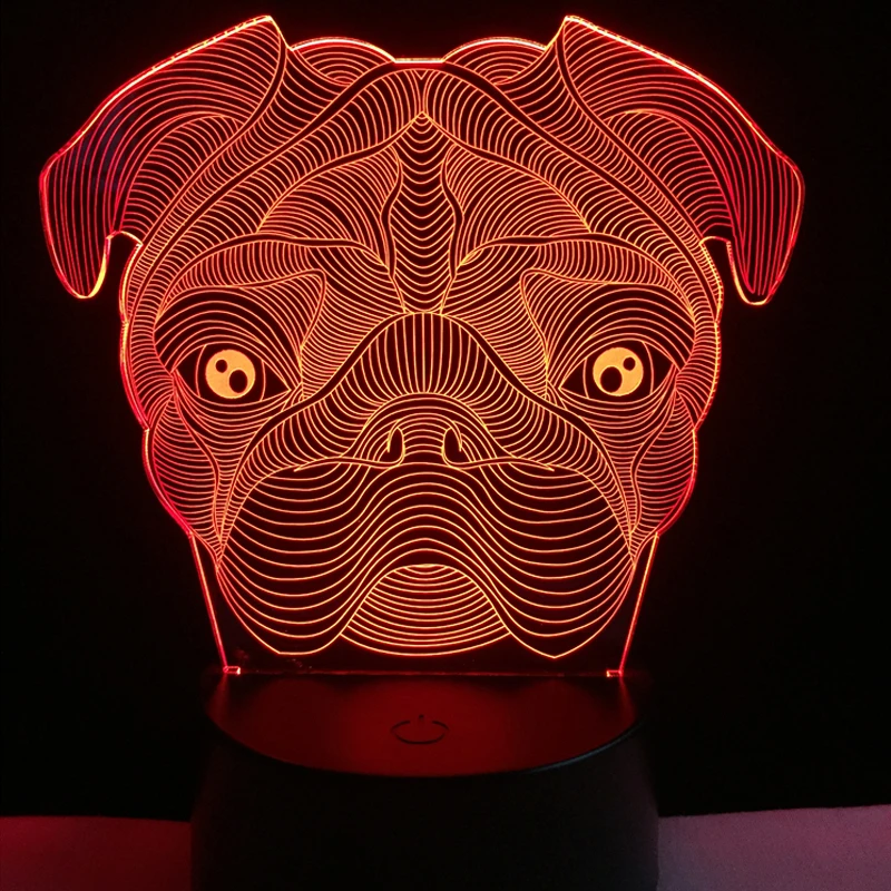 3D милая собака Goggy Shar Pei светодиодный светильник в форме собаки ночник для малышей