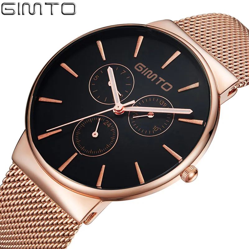 Smiple Для мужчин Часы Водонепроницаемый Нержавеющая сталь ремешок кварцевые