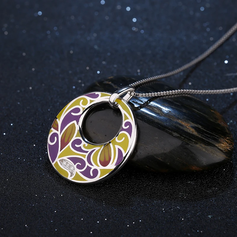 Fashion gift 925 Sterling Silver sparkling CZ Beautiful pattern yellow purple Flaky clouds Party Women pendant necklace Jewelry | Украшения