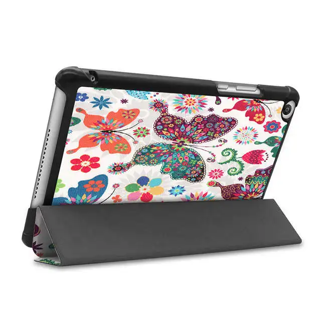Цветной чехол из искусственной кожи для huawei MediaPad M5 Lite 8,0 JDN2-AL00/W09 планшет Funda чехол для huawei Honor Pad T5 8,0 дюймов+ подарки - Цвет: Butterfly