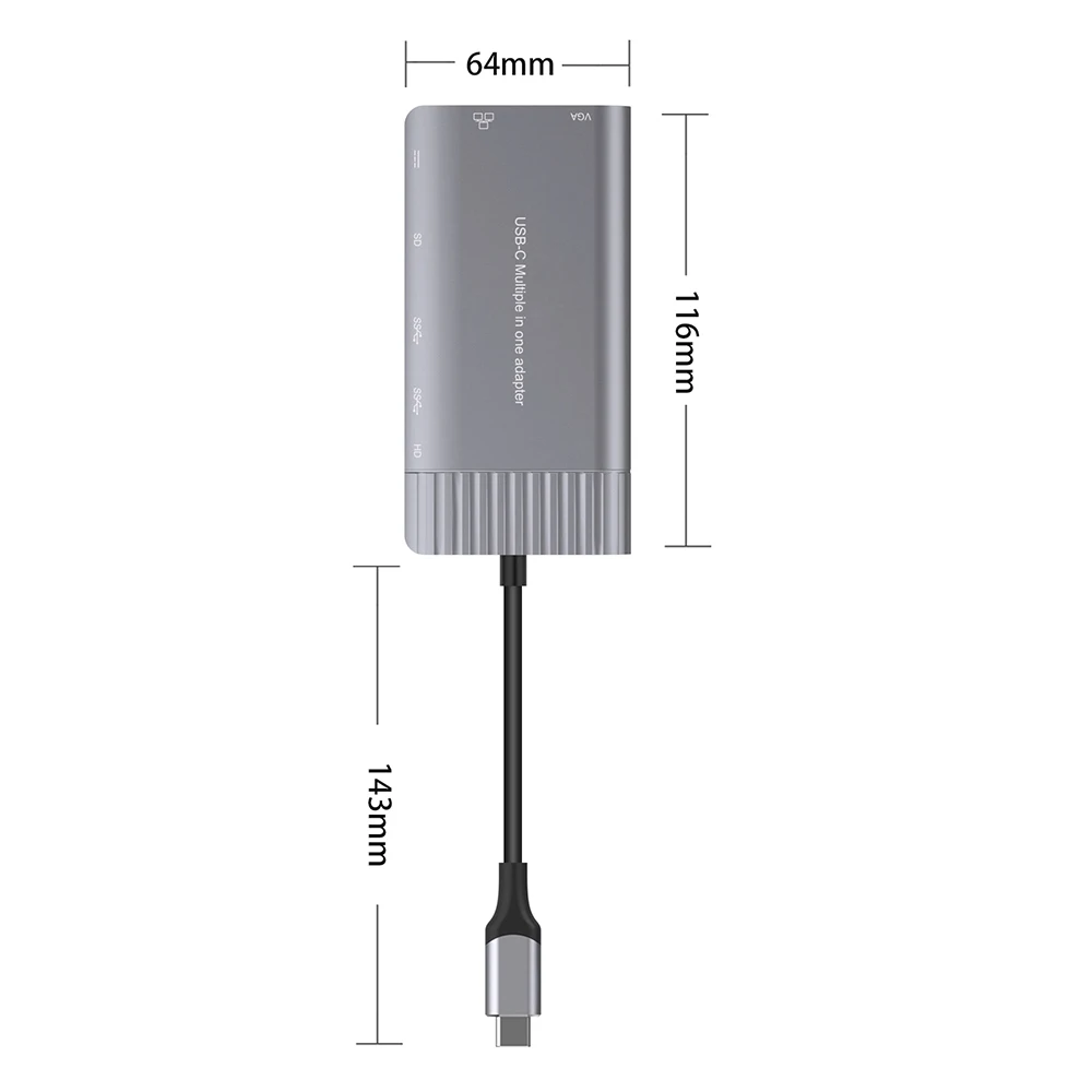 USBC до 1000 м Rj45 Gigabit Ethernet Hub HDMI 4K VGA SD 3 5 мм аудио PD Зарядка Тип C док станция для Macbook Galaxy