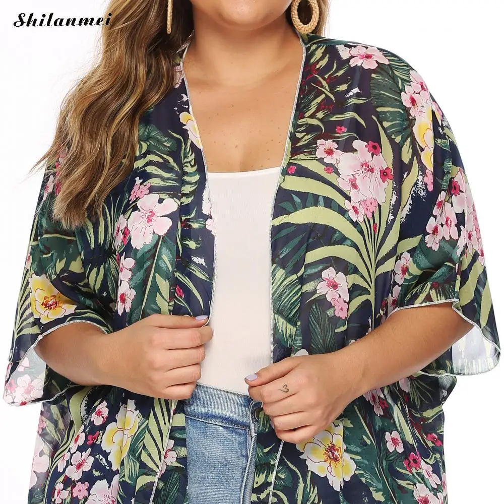 Casual Women Summer Blouses Chiffon Tassels Swimming Cover Ups Printed Floral Green Bohemia Boho Fashion Pull Femme Tops Shirt |
