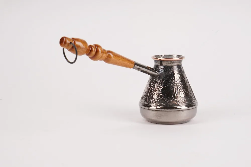 ТУРКА ДЛЯ КОФЕ медная с деревянной резной ручкой 200 мл.|turkish copper|turkish coffee potturkish copper