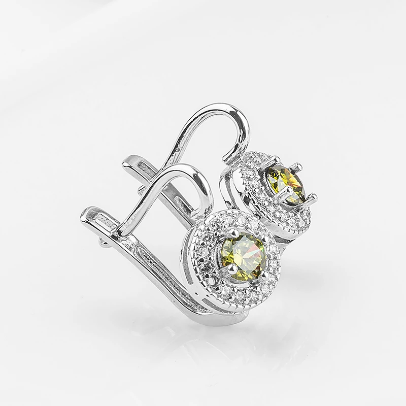 QCOOLJLY оливковый зеленый pendientes brincos блестящие украшения подарок фианит, циркон, кристалл серебряного цвета серьги-кольца для женщин Свадебные