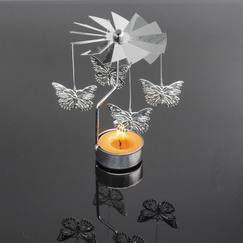 Newest Rotary Spinning Tealight Candle Metal Tea Light Holder Carousel Home Gift | Дом и сад