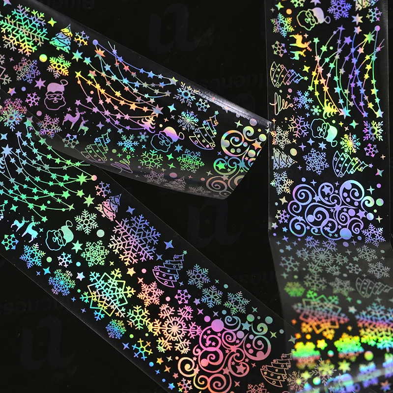 

New 4cm*100cm Christmas Snowflake Holographic Nail Foils Holographic Transfer Foil Sticker Paper Decoration